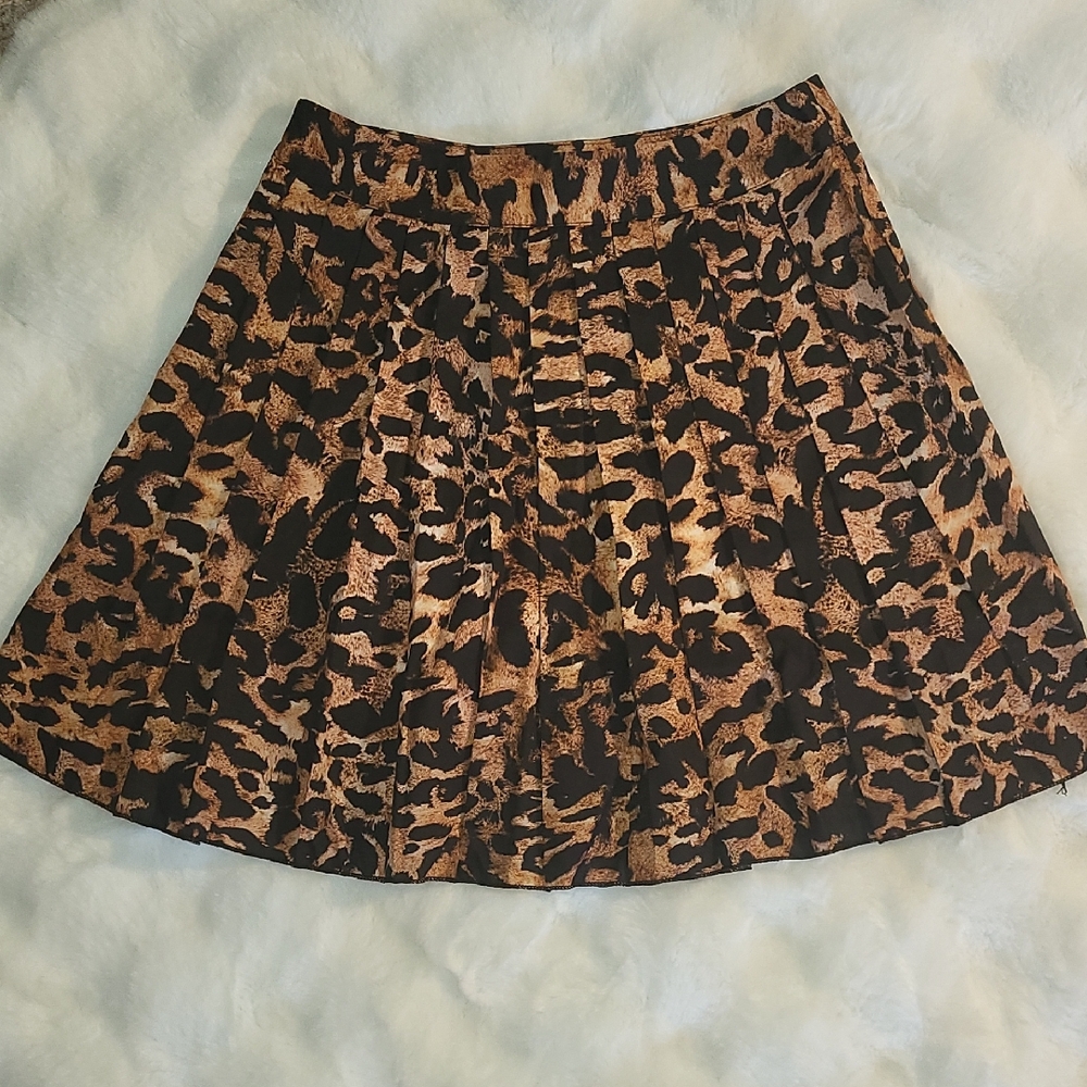 Leopard Print A-Line Skirt